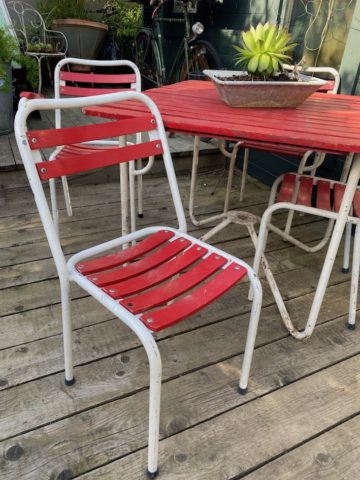 Ensemble Table & Chaises Rouge Guinguette - 5