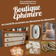 Découvrez l'unique POP UP STORE, un événement boutique mettant en vedette des meubles, des objets artisanaux et des bijoux exquis. Venez nous rendre visite du 26 novembre au 1er décembre, avec des portes ouvertes tous les jours de 10 h à 19 h. Brocante 93